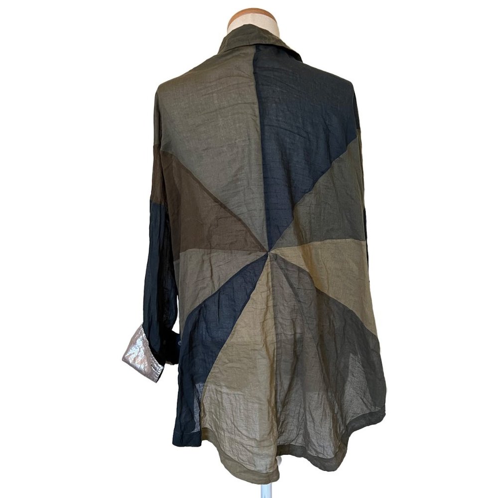 Free People Olive Rainbow Rays Buttondown S